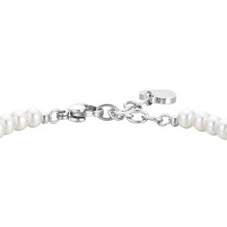 Bracciale Donna Luca Barra BK2771 In Acciaio Con Perle Bianche