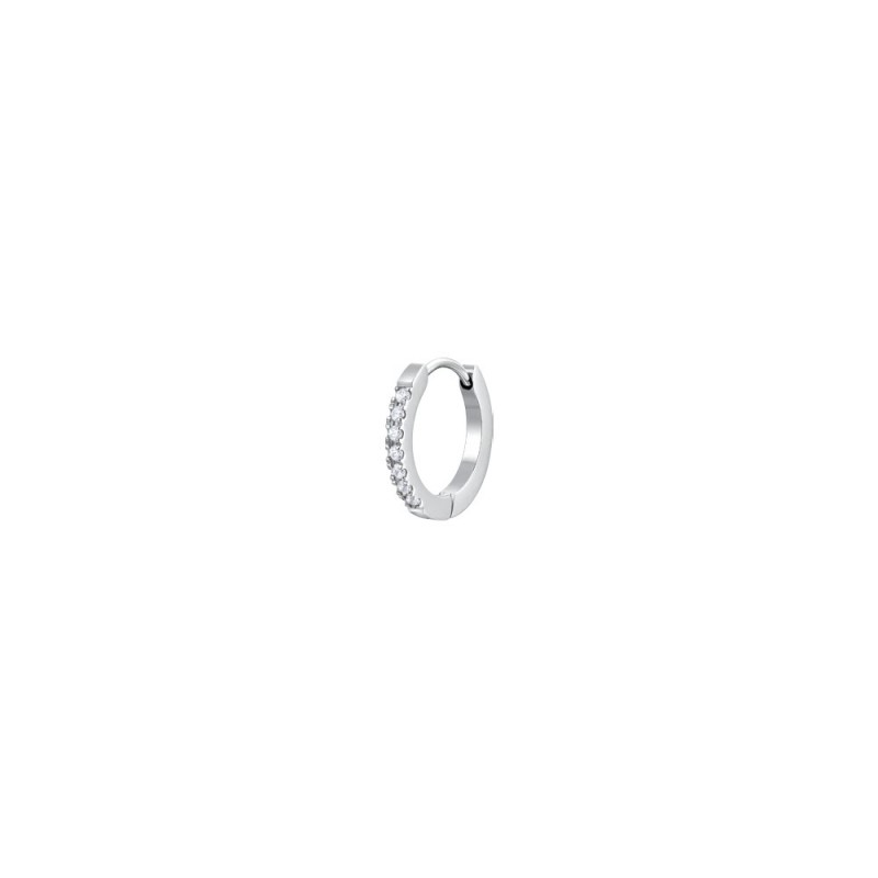 Mono Orecchino Unisex Luca Barra OK1457 In Acciaio A Cerchio Con Zirconi