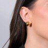 Orecchini donna Luca Barra OK1388 Mezza Sfera 16 mm In Acciaio Dorato