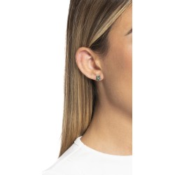 Mono Orecchino Donna Luca Barra OK1559 In Acciaio A Fiore Con Zirconi Verdi