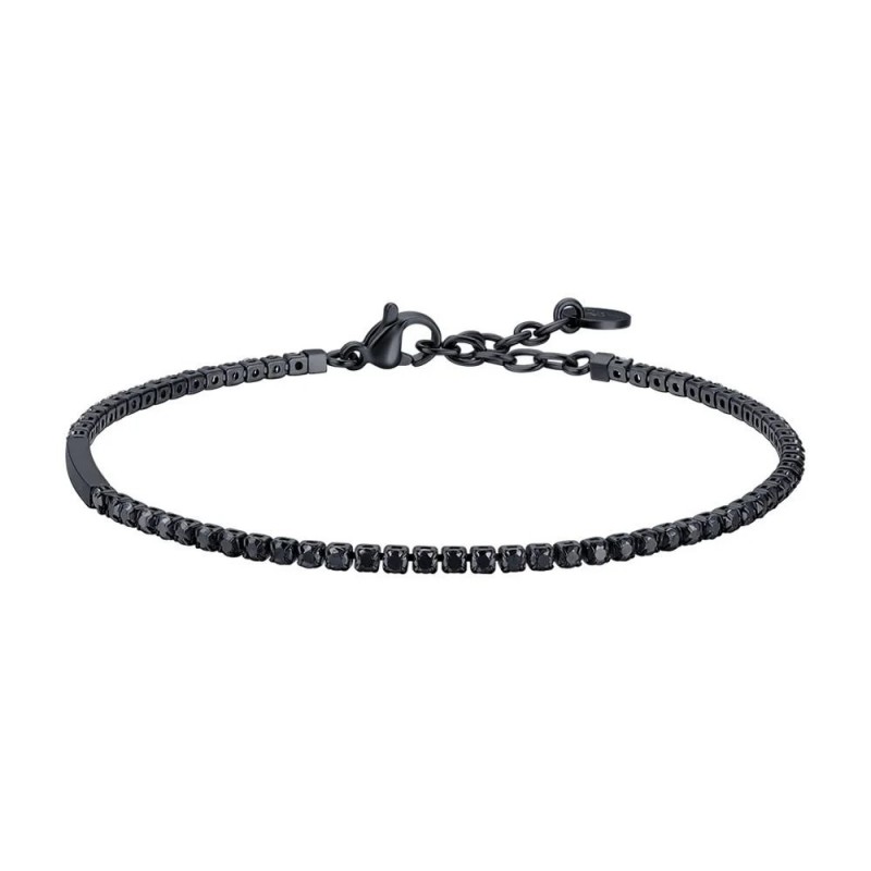 Bracciale Tennis Uomo Luca Barra BA1887 In Acciaio IP Nero E Zirconi Neri