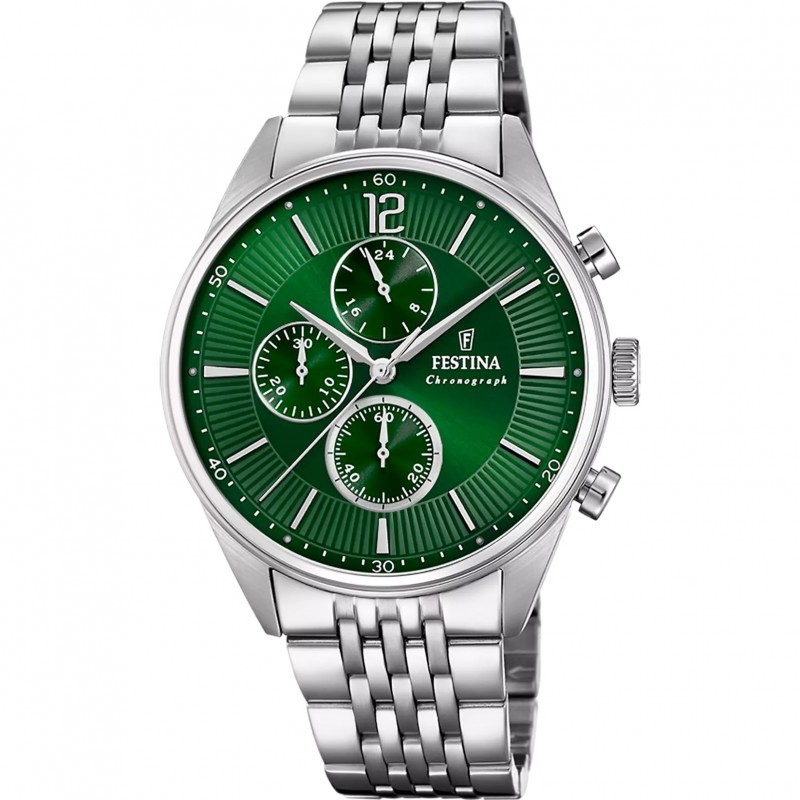 Orologio Uomo Cronografo Festina F20285/8 1 In Acciaio Con Quadrante Verde