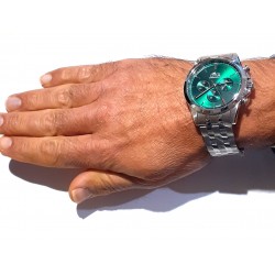 Orologio Uomo Cronografo Lotus 18989/3 In Acciaio Con Quadrante Verde