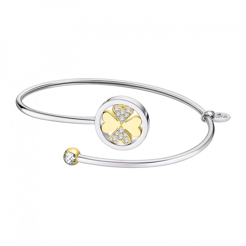 Bracciale Donna Rigido Lotus Style LS2169/2/A In Acciaio Bicolore Con Quadrifoglio