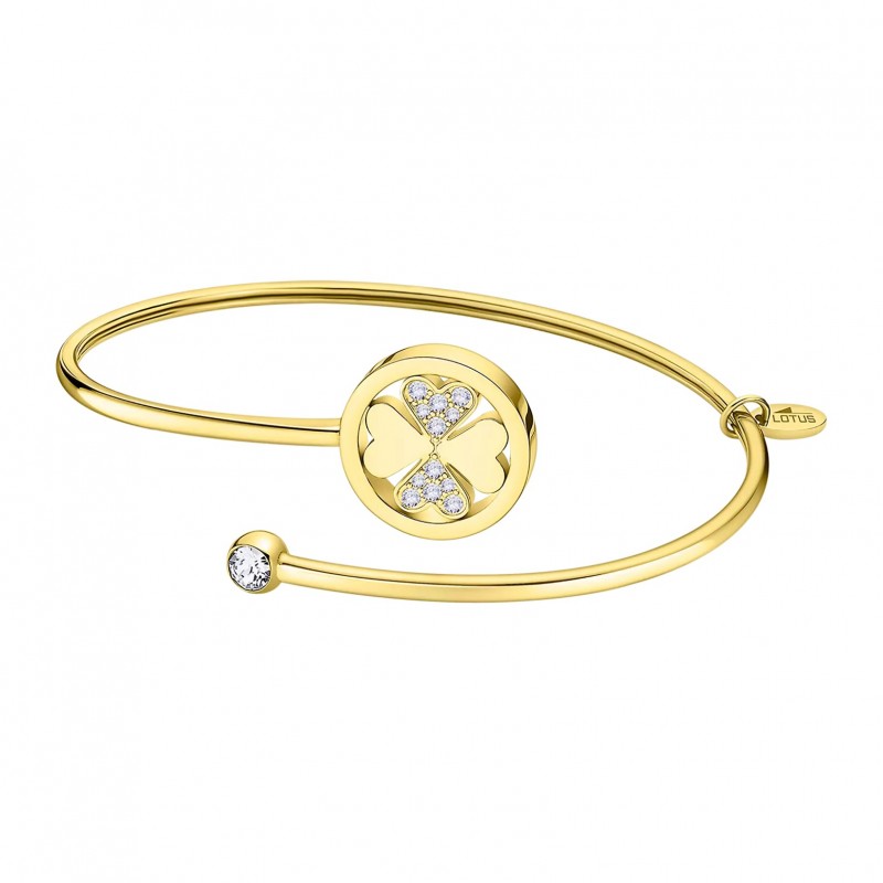 Bracciale Donna Rigido Lotus Style LS2169/2/7 In Acciaio Dorato Con Quadrifoglio