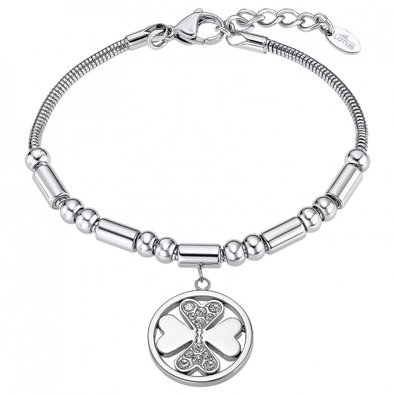 Bracciale Donna Lotus Style LS2467/2/1 In Acciaio Con Quadrifoglio E Strass