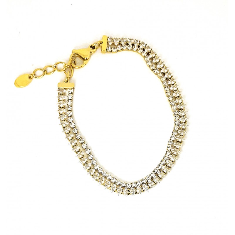 Bracciale Donna Tennis Lotus Style LS2574/2/2 In Acciaio Dorato A Doppio Filo