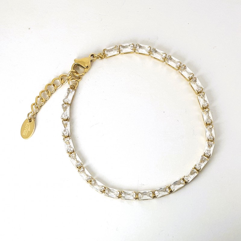Bracciale Tennis Donna Lotus Style LS2575/2/2 In Acciaio Dorato Con Zirconi Baguette