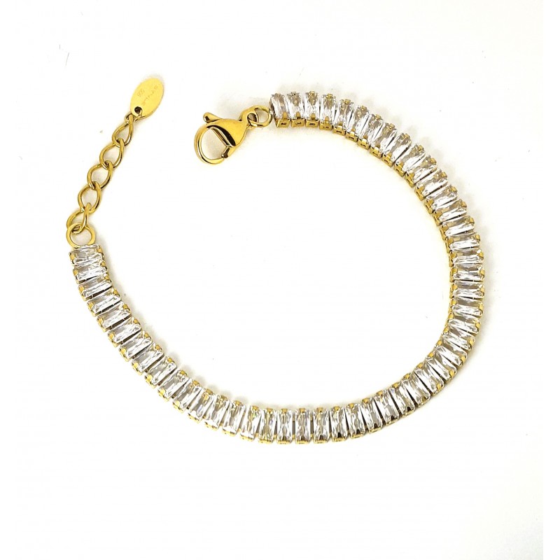 Bracciale Donna Tennis Lotus Style LS2570/2/2 In Acciaio Dorato Con Zirconi Baguette