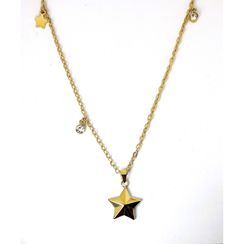 Collana Donna Lotus Style LS2599/1/2 In Acciaio Dorato Con Stelle E Strass