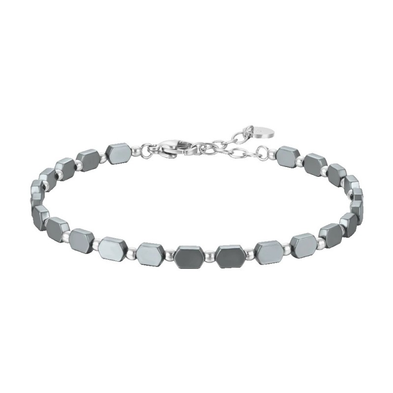Bracciale Uomo Luca Barra BA1905 In Acciaio Con Ematite Grigia