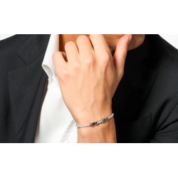 Bracciale Tennis Uomo Luca Barra BA1914 In Acciaio Con Zirconi E Ceramica Nera