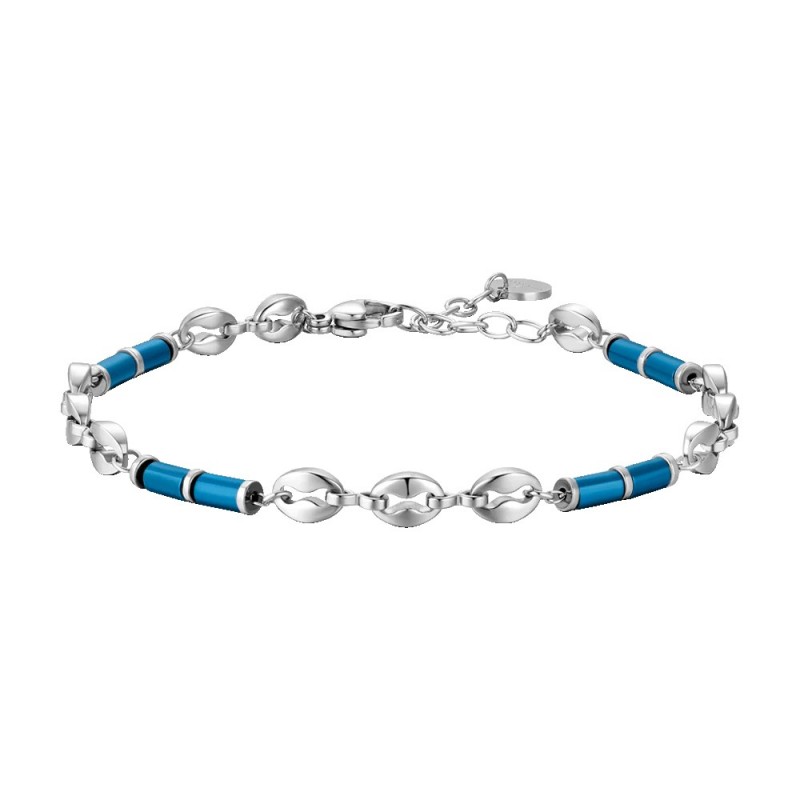 Bracciale Uomo Luca Barra BA1903 In Acciaio Con Elementi Blu