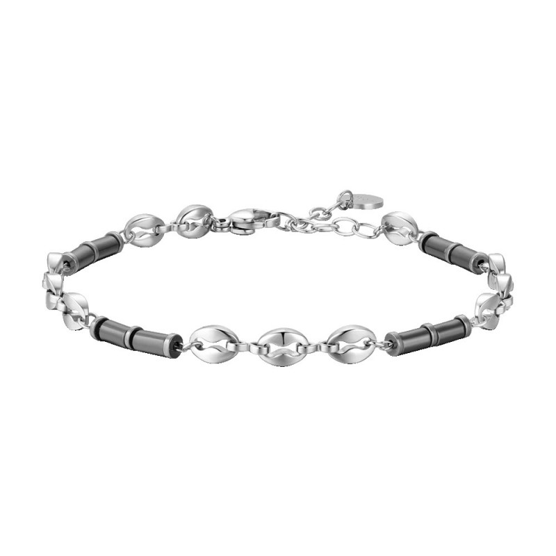 Bracciale Uomo Luca Barra BA1902 In Acciaio Con Elementi Grigio Antracite