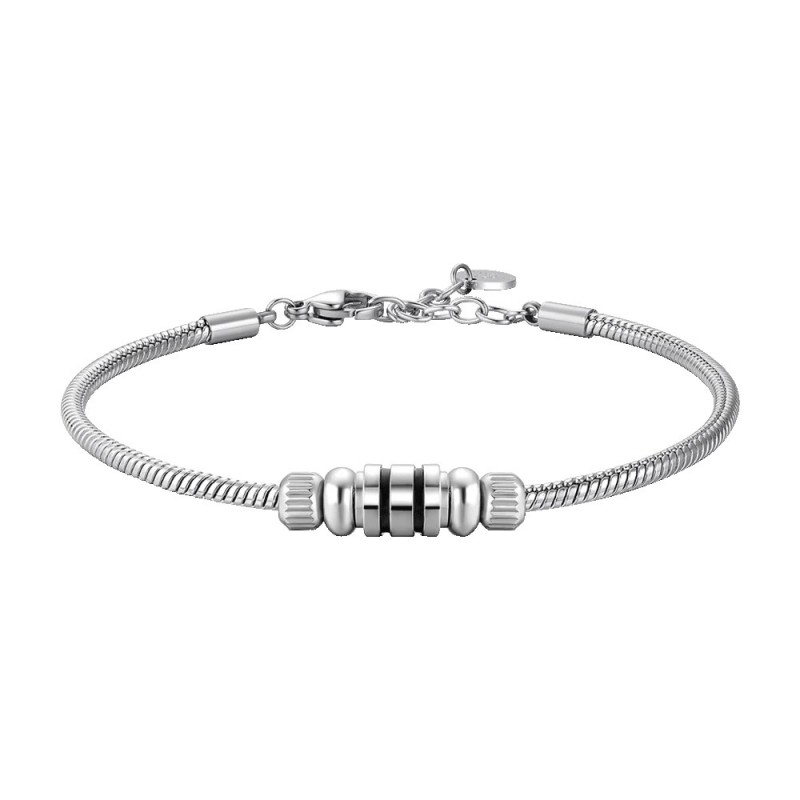 Bracciale Uomo Luca Barra BA1897 In Acciaio Con Elementi Rigati