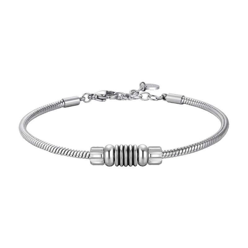 Bracciale Uomo Luca Barra BA1899 In Acciaio Con Elemento Con Smalto Nero