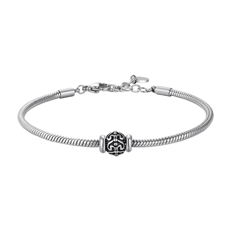Bracciale Uomo Luca Barra BA1900 In Acciaio Con Elemento Con Smalto Nero