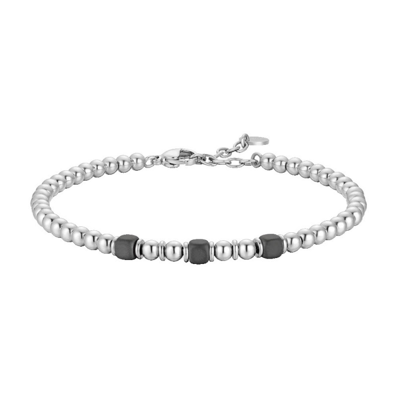 Bracciale Uomo Luca Barra BA1922 In Acciaio Con Elementi Grigio Antracite