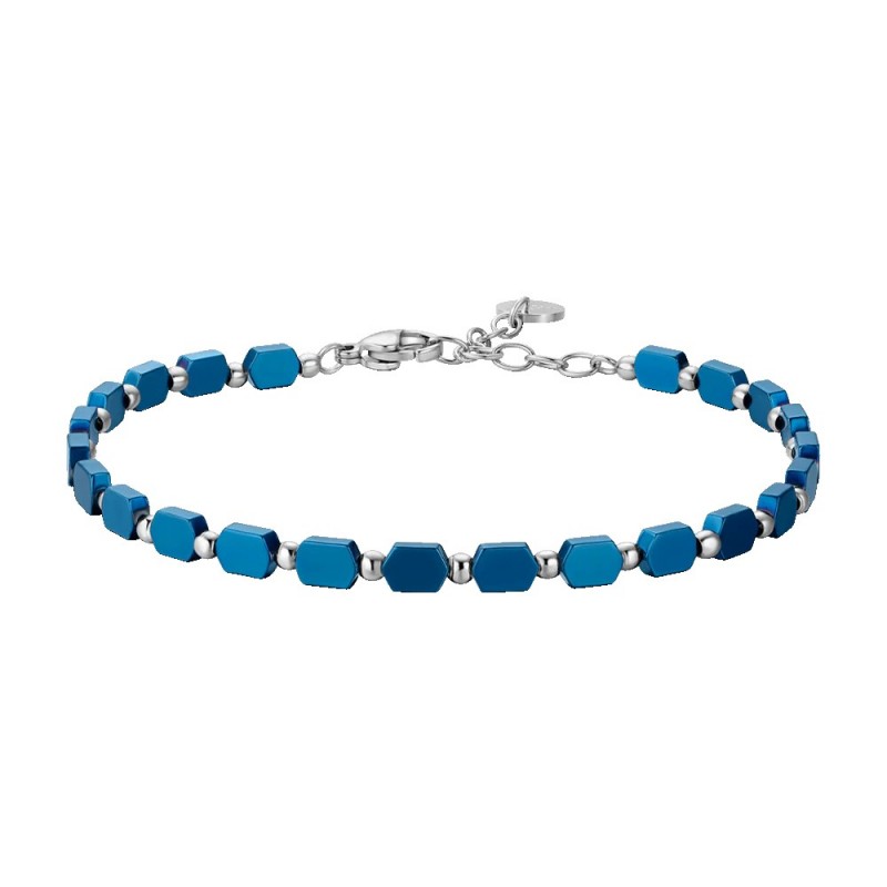 Bracciale Uomo Luca Barra BA1906 In Acciaio Con Elementi Blu