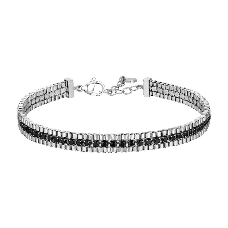 Bracciale Tennis Uomo Luca Barra BA1919 In Acciaio Con Zirconi Neri