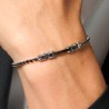 Bracciale Tennis Uomo Luca Barra BA1916 Con Zirconi Neri E Inserti In Ceramica Nera