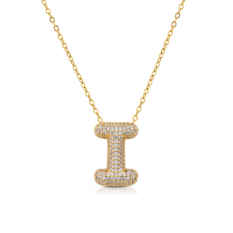 Collana Donna OPSOBJECTS OPSCL-1026 In Acciaio Dorato Con Lettera I Con Zirconi