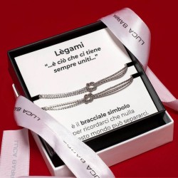 Bracciale Uomo Luca Barra BA1927 In Acciaio Con Nodo E Zirconi Neri