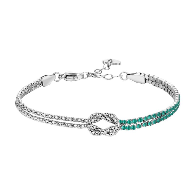 Bracciale Donna Luca Barra BA2913 In Acciaio Con Nodo E Zirconi Verdi