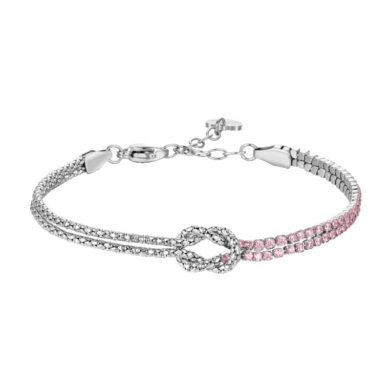 Bracciale Donna Luca Barra BK2910 In Acciaio Con Nodo E Zirconi Rosa