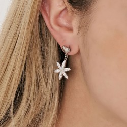 Orecchini Donna Luca Barra OK1182 Pendenti In Acciaio Con Fiore Della Vita E Strass