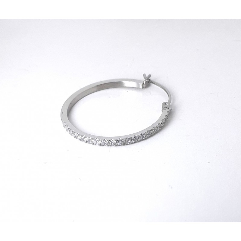 Mono Orecchino Cerchio Donna Luca Barra OK1608 In Acciaio Con Zirconi