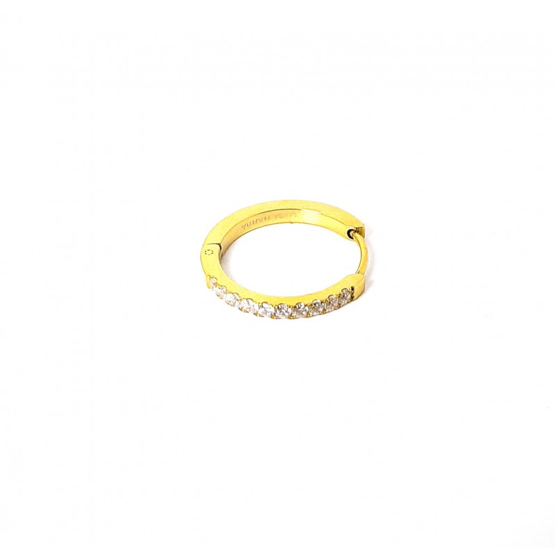 Mono Orecchino Cerchio Unisex OK1604 In Acciaio Dorato Con Zirconi