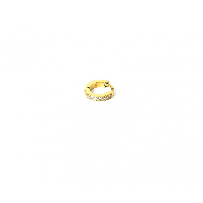 Mono Orecchino Cerchio Unisex Luca Barra OK1577 In Acciaio Dorato Con Zirconi