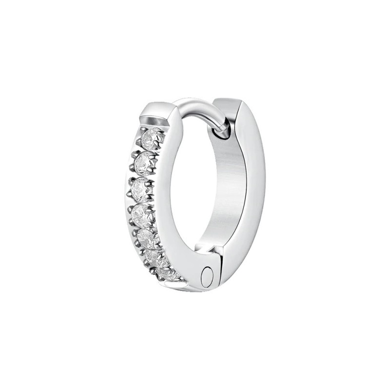 Mono Orecchino Cerchio Unisex Luca Barra OK1576 In Acciaio Con Zirconi
