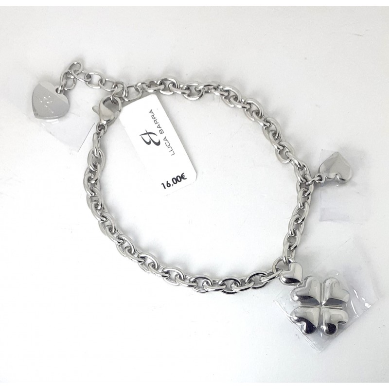 Bracciale Donna Luca Barra BK2955 In Acciaio Con Quadrifoglio E Cuore