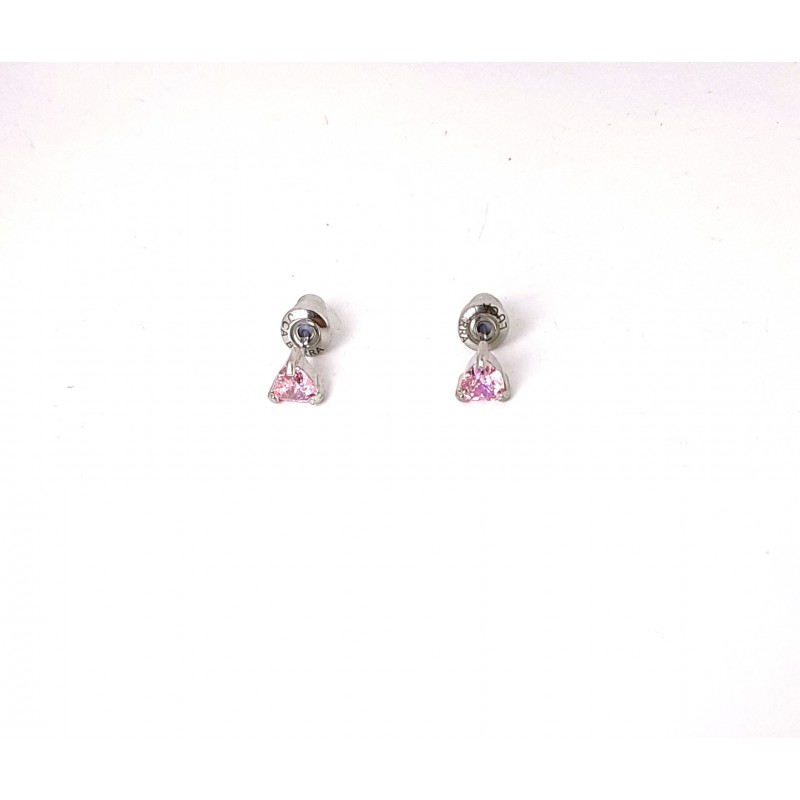 Orecchini Bimba Luca Barra JO137 In Acciaio Con Zircone Rosa A Cuore