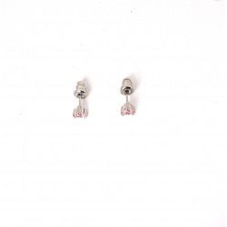 Orecchini Bimba Luca Barra JO137 In Acciaio Con Zircone Rosa A Cuore