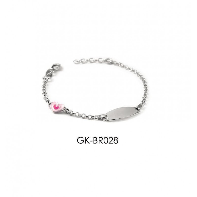 Bracciale Bimba Gisel Kids GK-BR028 In Argento Con Cuore Rosa E Piastra