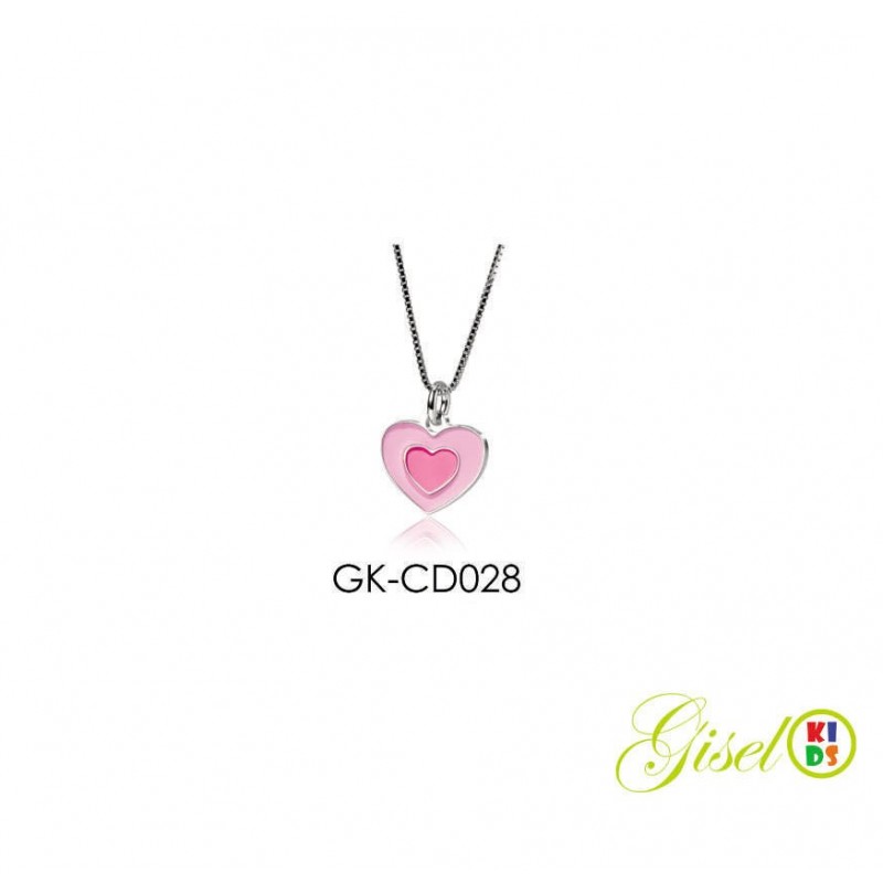 Collana Bimba Gisel Kids GK-CD028 In Argento Con Cuore Con Smalto Rosa
