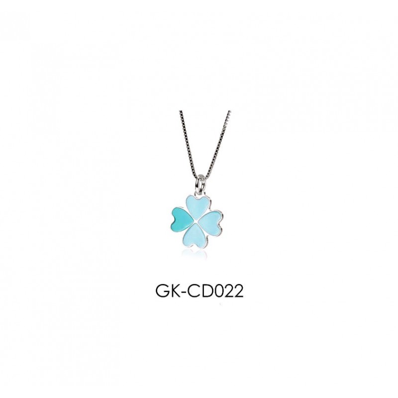 Collana Bimba Gisel Kids GK-CD022 Q In Argento Con Quadrifoglio Smaltato