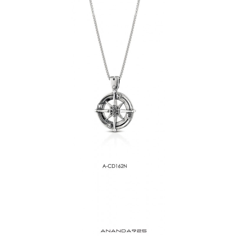Collana Uomo Ananda925 A-CD162N In Argento Con Rosa Dei Venti
