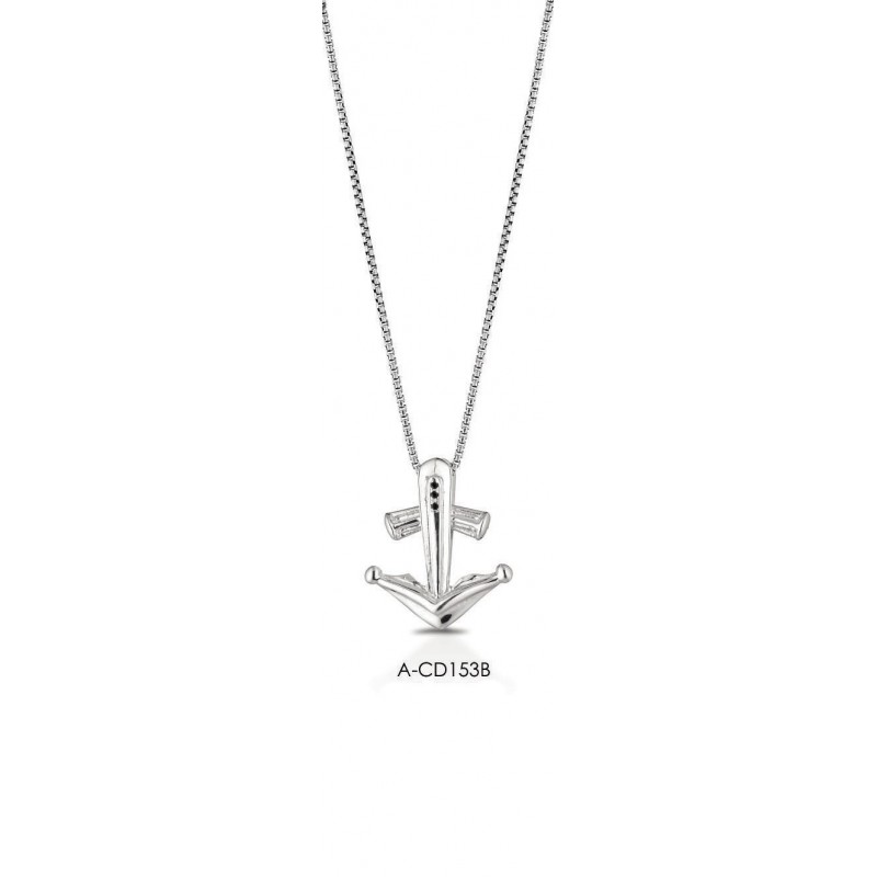 Collana Uomo Ananda925 A-CD153B In Argento Con Ancora E Zirconi Neri