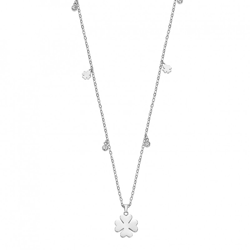 Collana Donna Lotus Style LS2601/1/1 In Acciaio Con Quadrifoglio E Strass