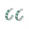 Orecchini Cerchio Donna Lotus Style LS2572/4/3 In Acciaio Con Zirconi Baguette Verdi E Bianchi