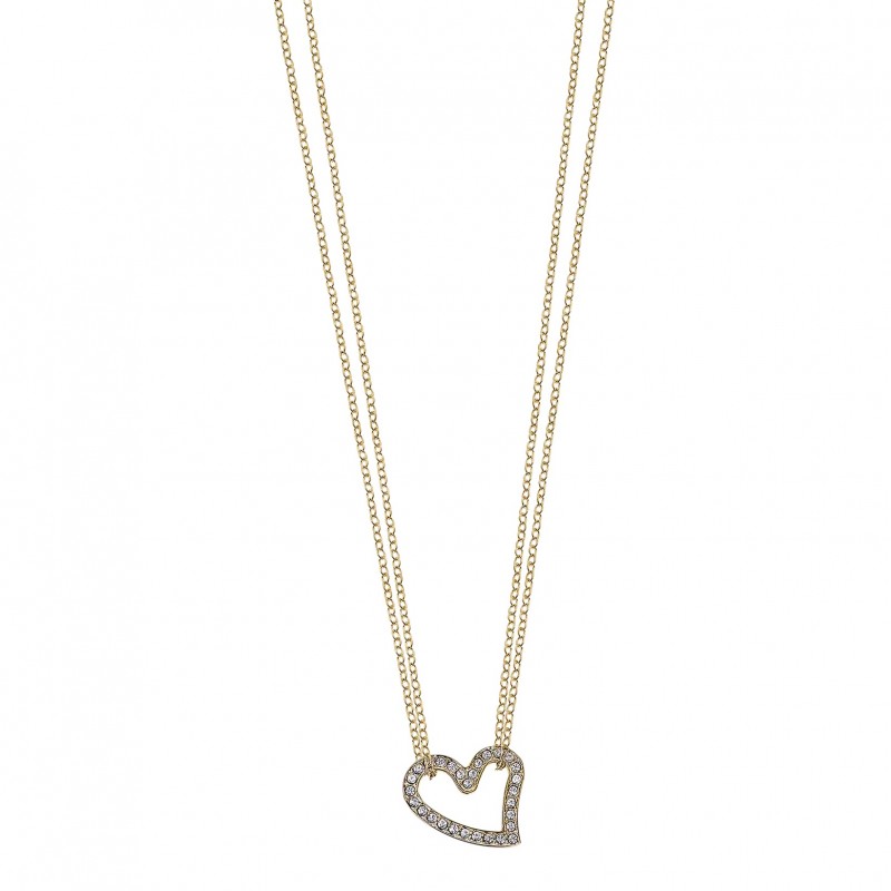 Collana Donna Lotus Style LS2556/1/2 In Acciaio Dorato Con Cuore E Strass