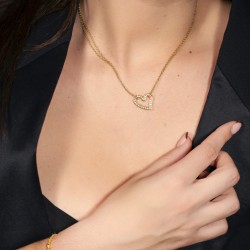 Collana Donna Lotus Style LS2556/1/2 In Acciaio Dorato Con Cuore E Strass