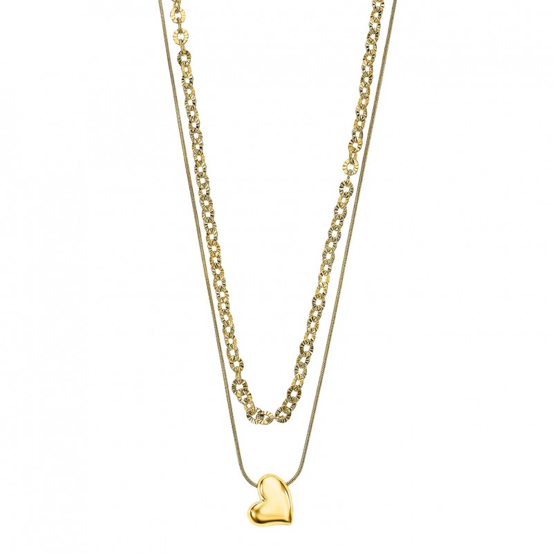 Collana Donna Doppio Filo Lotus Style LS2554/1/2 In Acciaio Dorato Con Cuore
