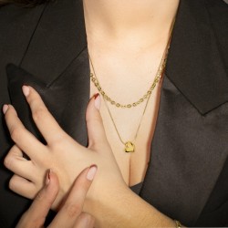 Collana Donna Doppio Filo Lotus Style LS2554/1/2 In Acciaio Dorato Con Cuore