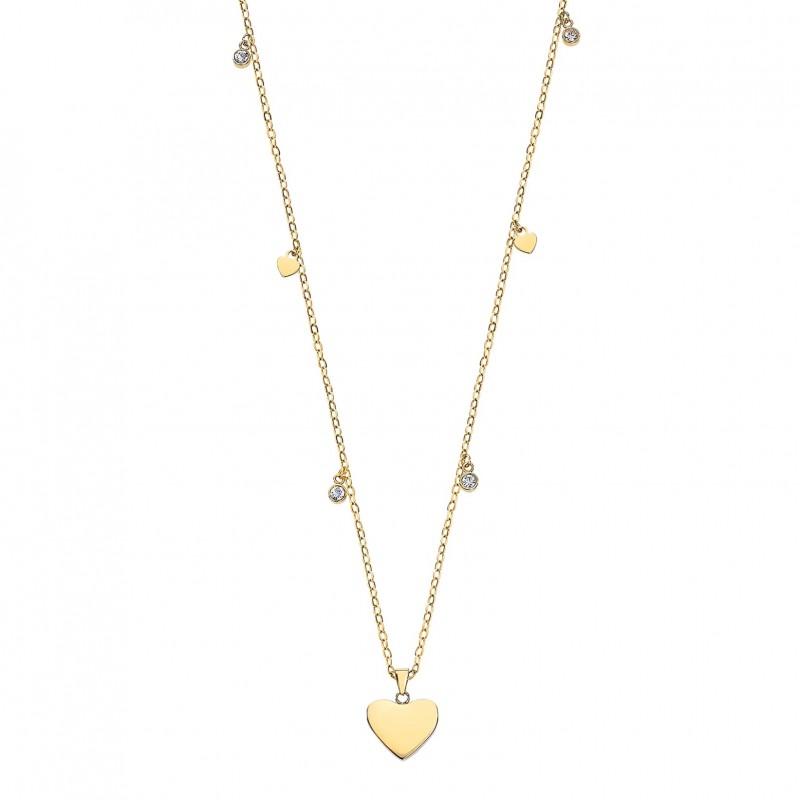 Collana Donna Lotus Style LS2558/1/2 In Acciaio Dorato Con Cuori E Strass