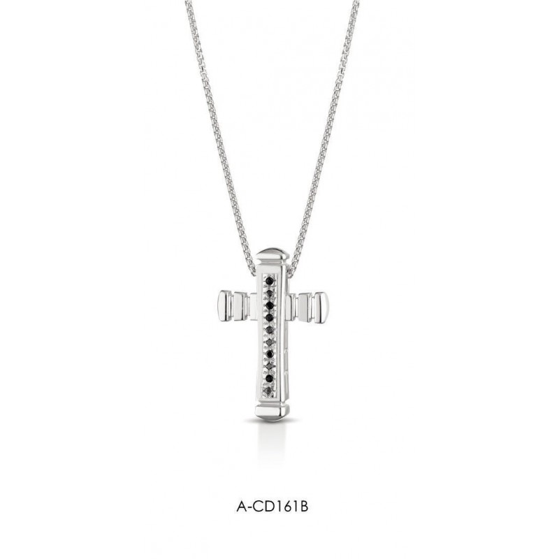 Collana Uomo Ananda925 A-CD161B In Argento Con Croce E Zirconi Neri